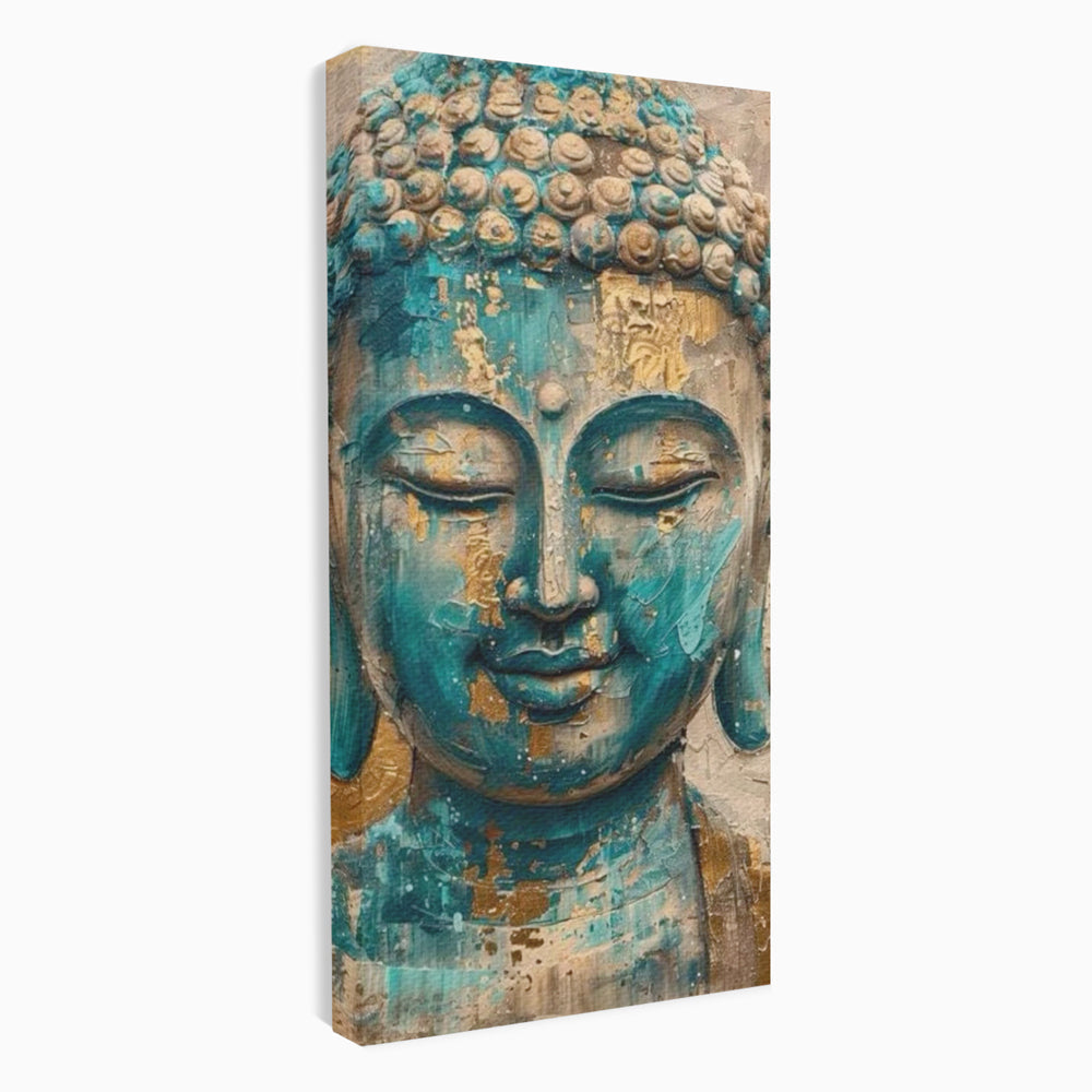 Tablou canvas cu tablou canvas cu capul lui buddha, fara rama, pe sasiu de lemn